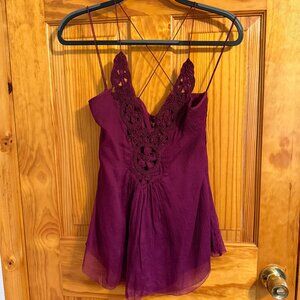 Catherine Malandrino Maroon Lace Top